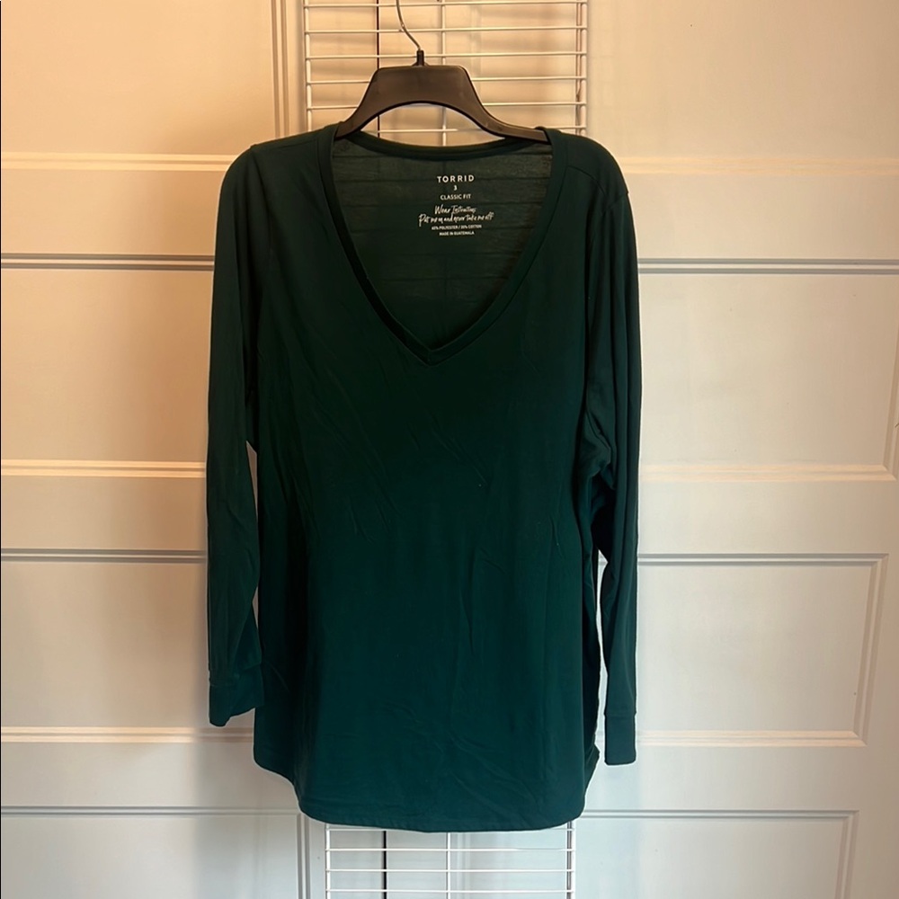 Torrid Green Fitted Blouse with V-Neck